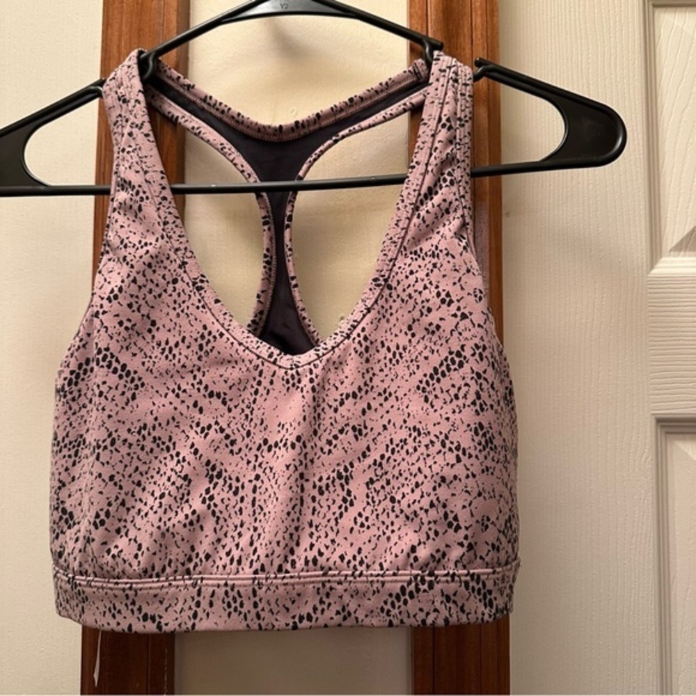 Varley Pink Snakeskin Sports Bra